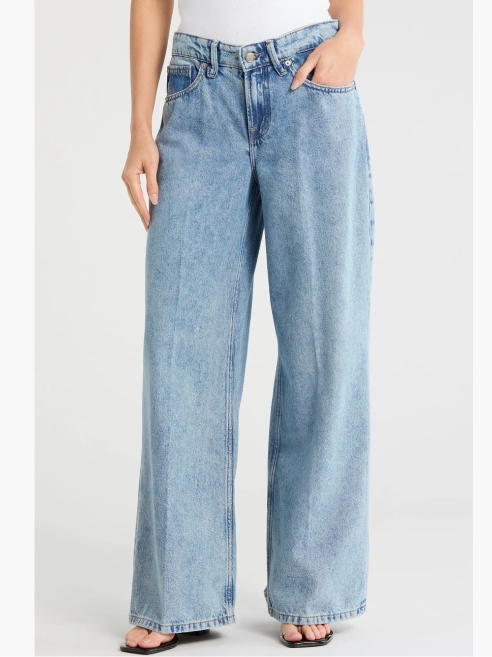 Good American Wide Leg Good Ease Solution Denim Jeans Size 15 - Picture 5 of 12